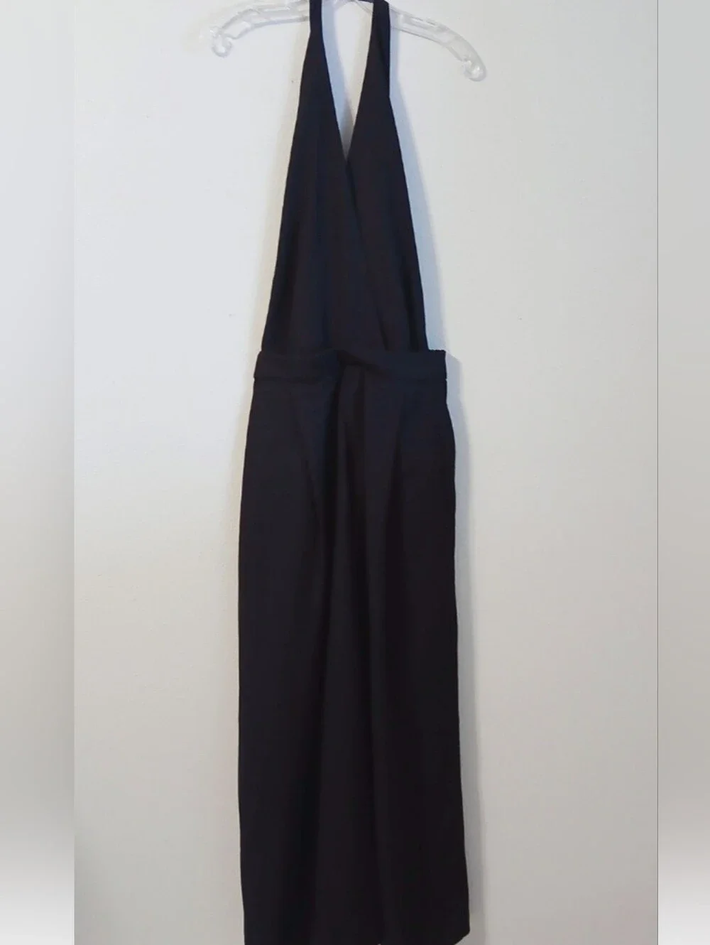 Zara Black Long Open Back Linen Blend Jumpsuit Size Medium